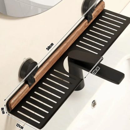 Space Saving Suction Cup Wooden Bathroom Shelf - Luxicro