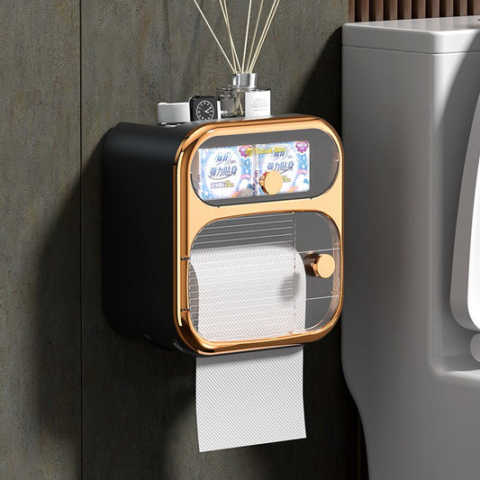 Compact Toilet Paper Roll Holder Storage Container - Luxicro