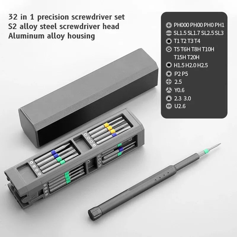 Compact Electronic Screwdriver Kit with Phillips and Torx Tips