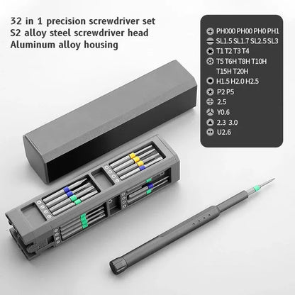 Compact Electronic Screwdriver Kit with Phillips and Torx Tips