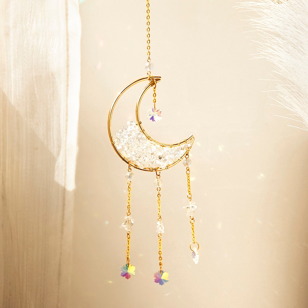 Glossy Glass Moon Wall Decor