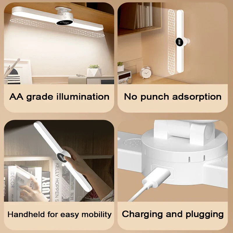 Bright LED Desk Light with Clock and USB Charging