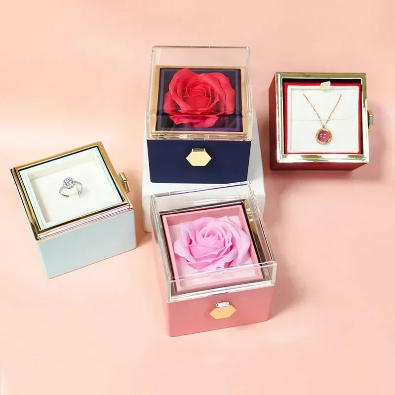 Beautiful Rose Rotating Jewelry Storage Box