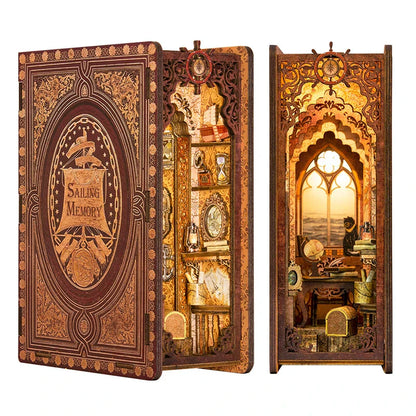 Mini Wooden Dollhouse Book Shelf Kit Cozy Library Decor