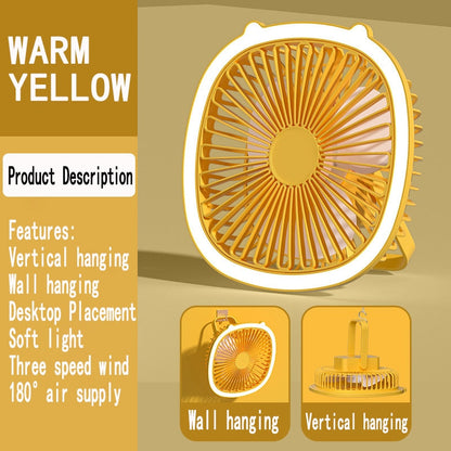 Compact USB Rechargeable Night Light Fan Cooler