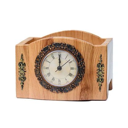 Classic Floral Tabletop Clock Decoration