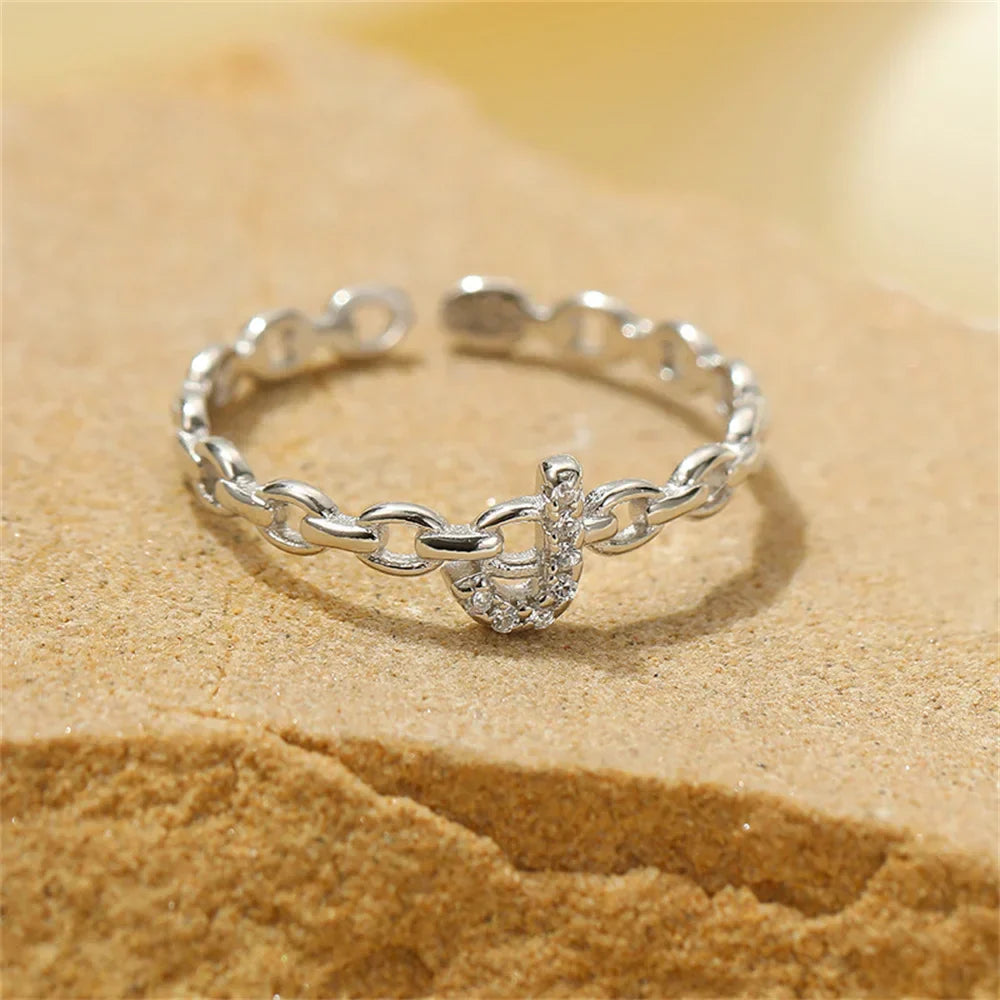 Elegant Initial Diamond Letter Ring