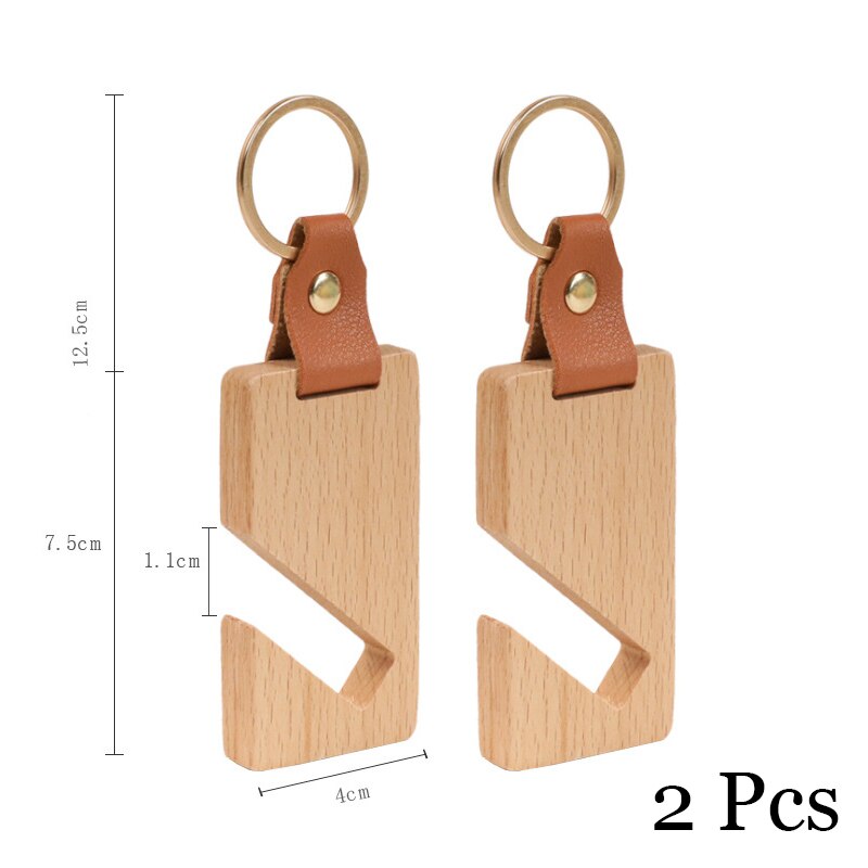 Compact Wooden Phone Holder Keychain