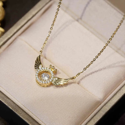 Shiny Wing Pendant Crystal Necklace