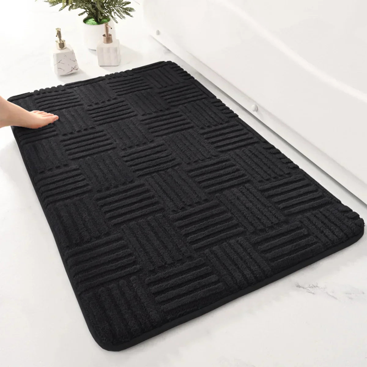 Gentle Blue Striped Anti Slip Bath Mat