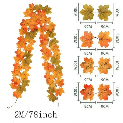 Fall Faux Maple Leaf Hanging Decoration Garland