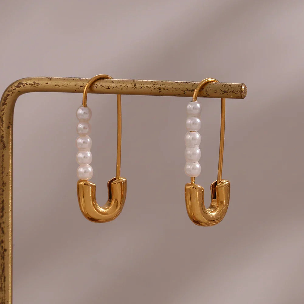Elegant White Pearl Dangle Earrings - Luxicro