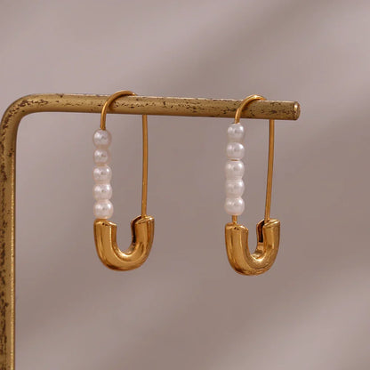 Elegant White Pearl Dangle Earrings - Luxicro