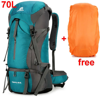 Waterproof Trekking Rucksack 70L with Rain Hood - Luxicro