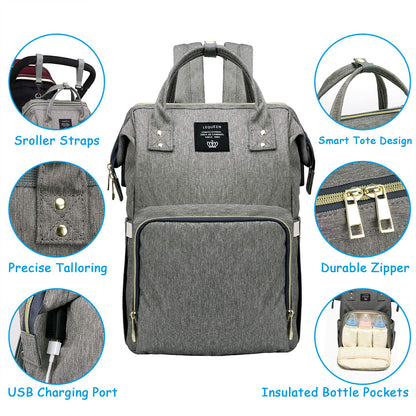 Spacious Baby Diaper Bag USB Backpack