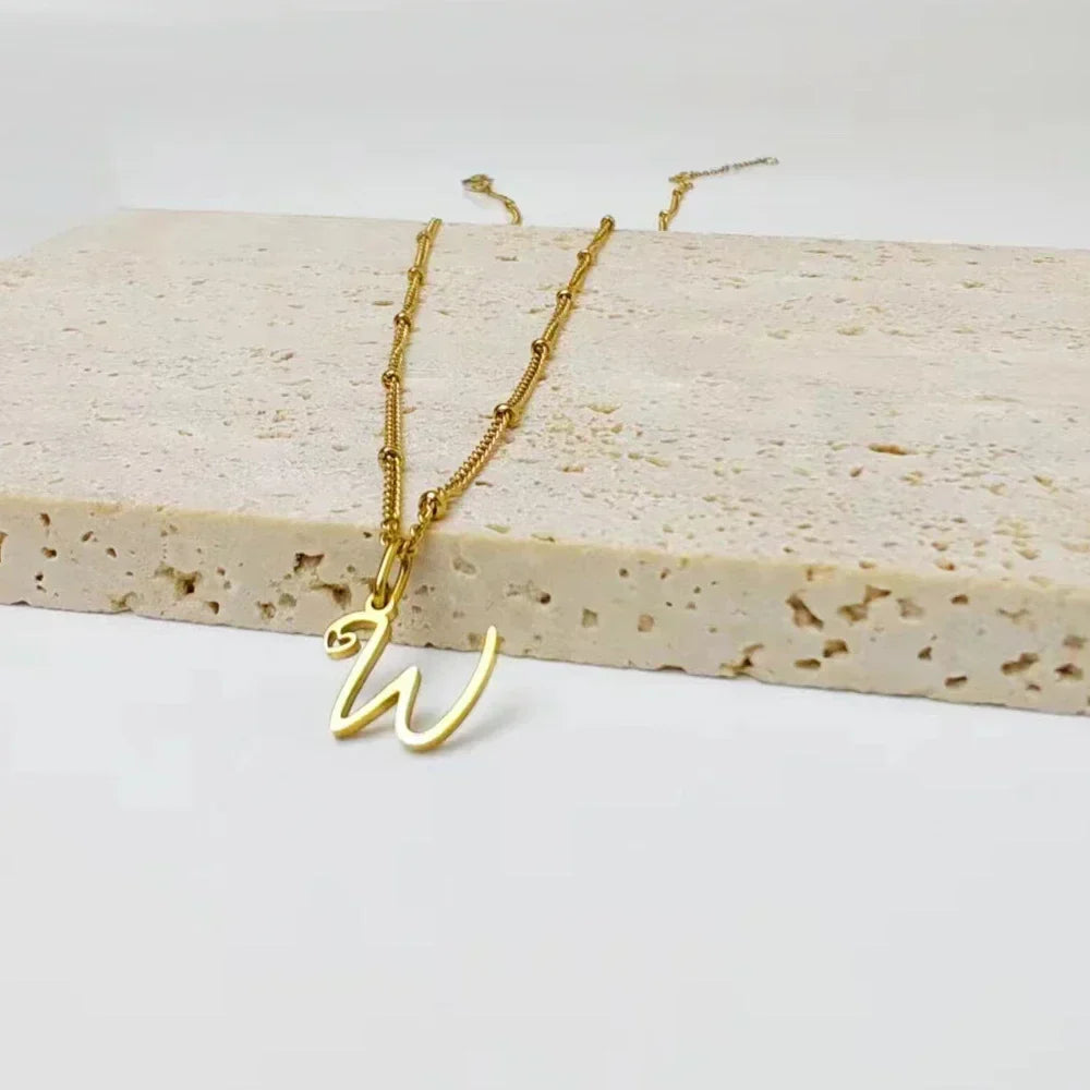 Dainty Astral Chain Letter Heart Pendant