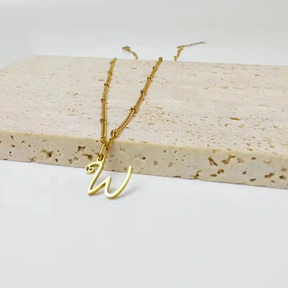 Dainty Astral Chain Letter Heart Pendant
