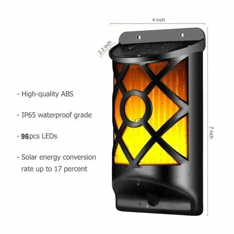 Outdoor Solar Powered Flame Lamp with LED Light