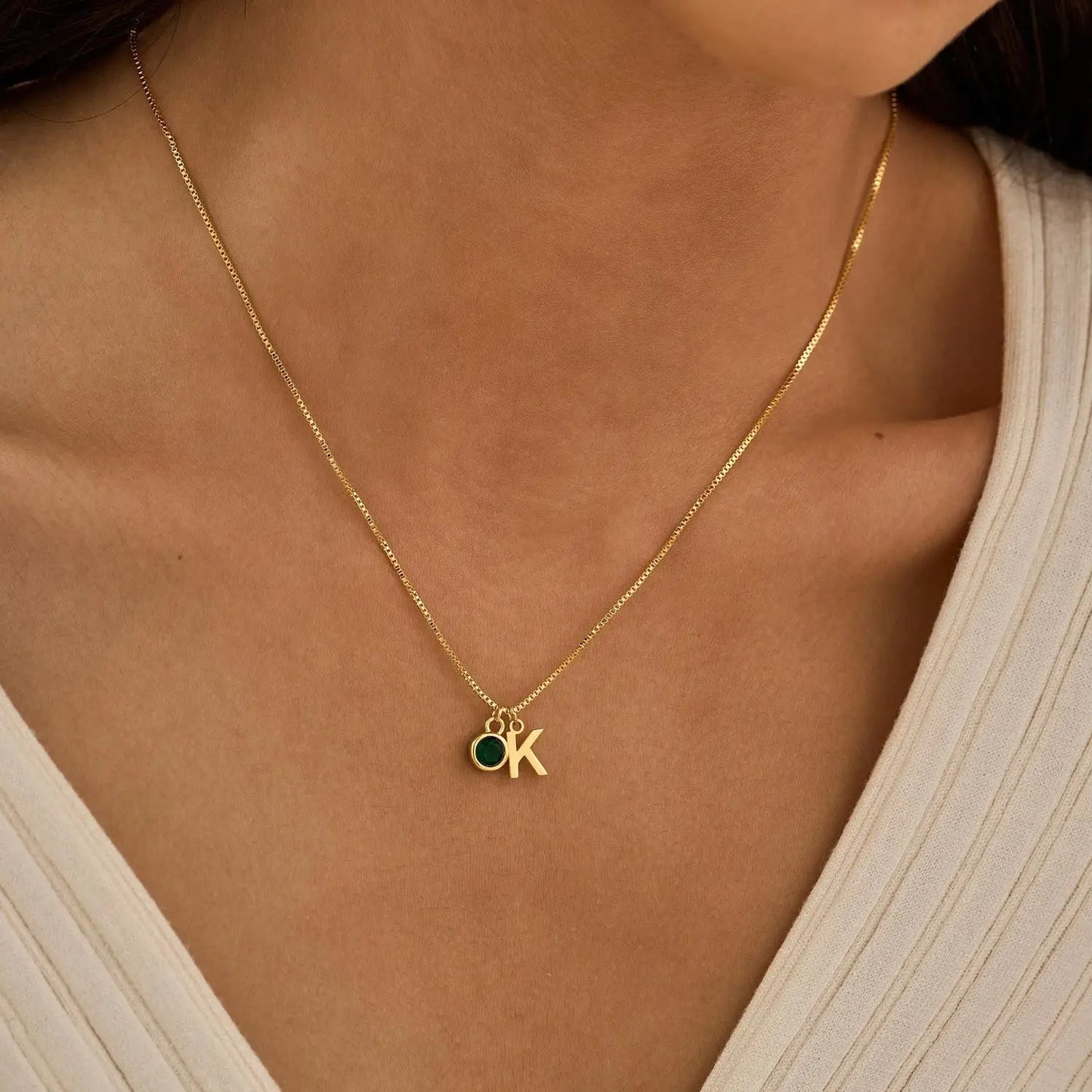 Personalized Gemstone Initial Pendant Necklace