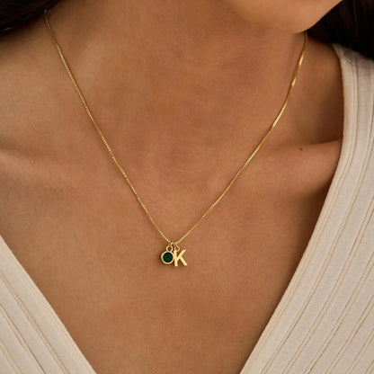 Personalized Gemstone Initial Pendant Necklace