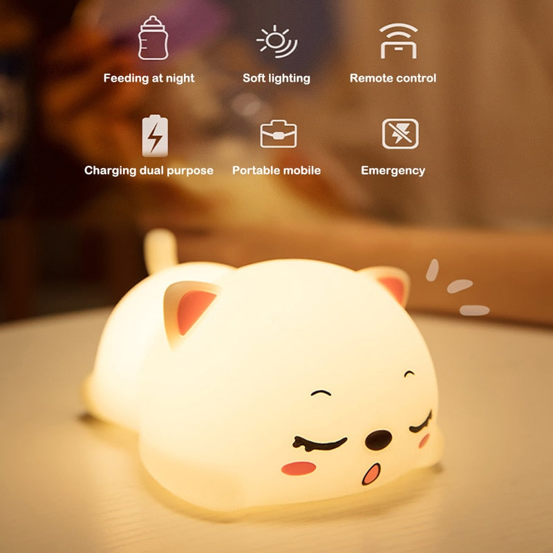 Compact Cute Kitty LED Nightlight Lamp