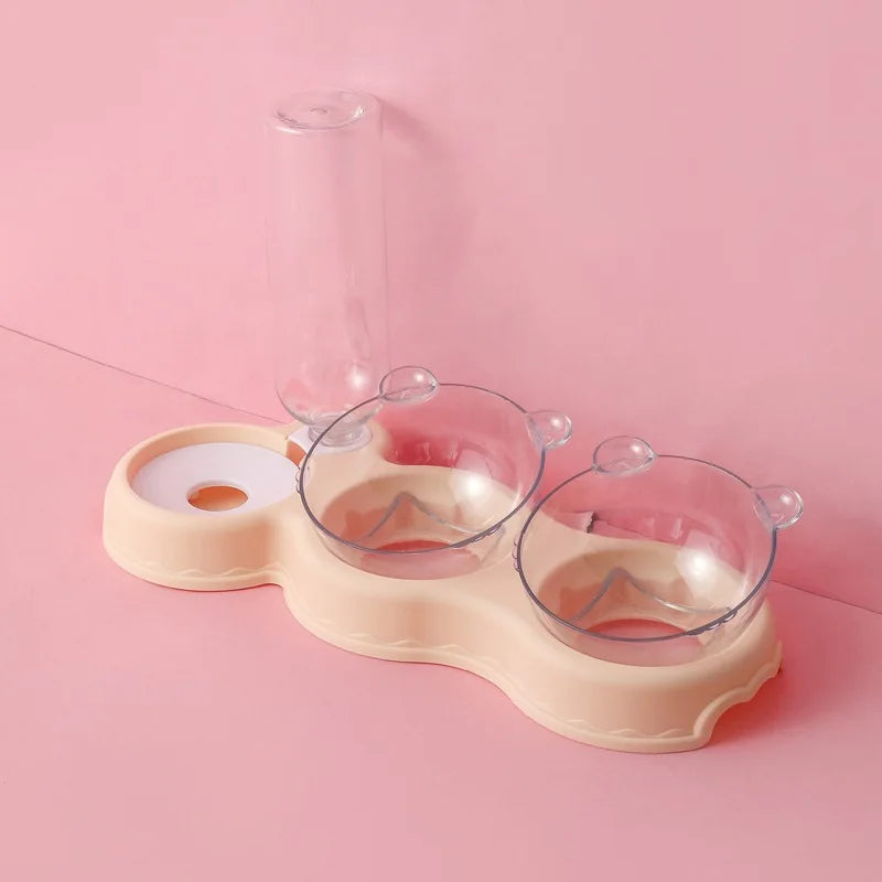 Adjustable Pet Feeder 3 Bowl Stand with Water Bottle