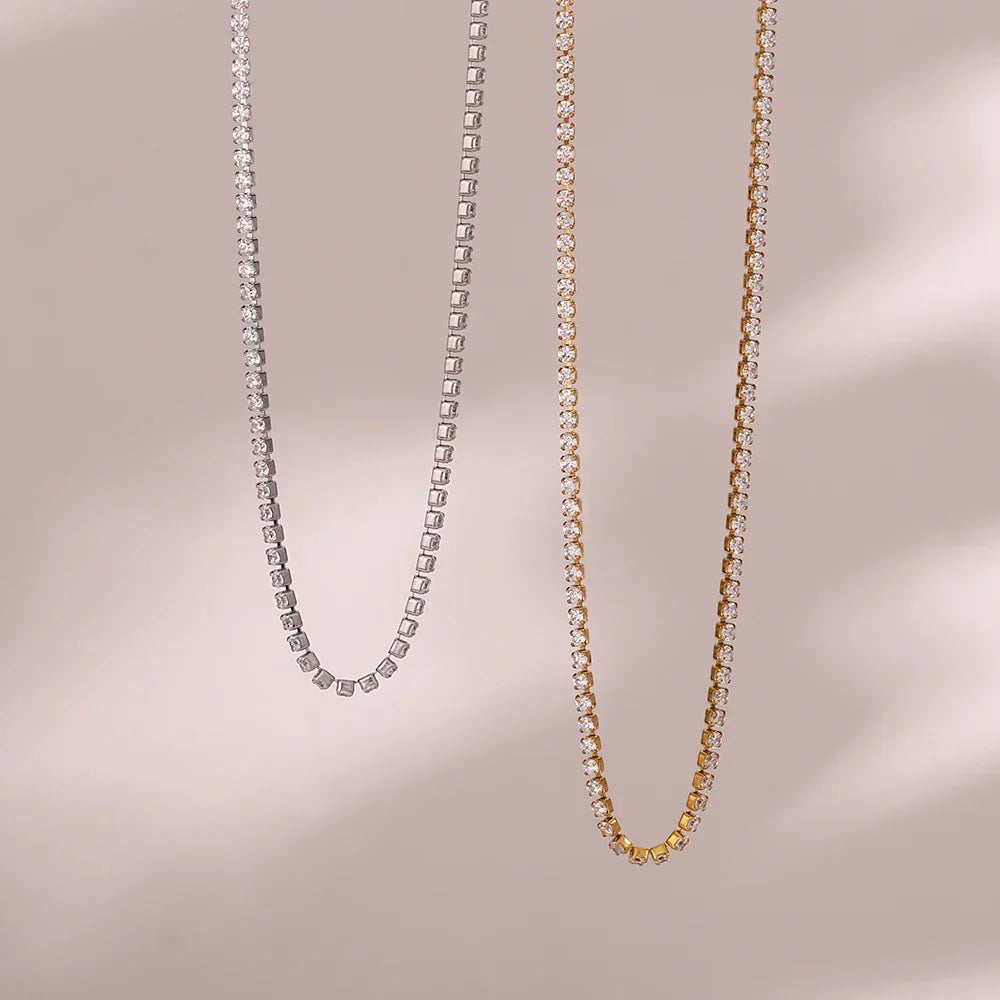 Dainty 2mm Slim Chain Bracelet Necklace Set