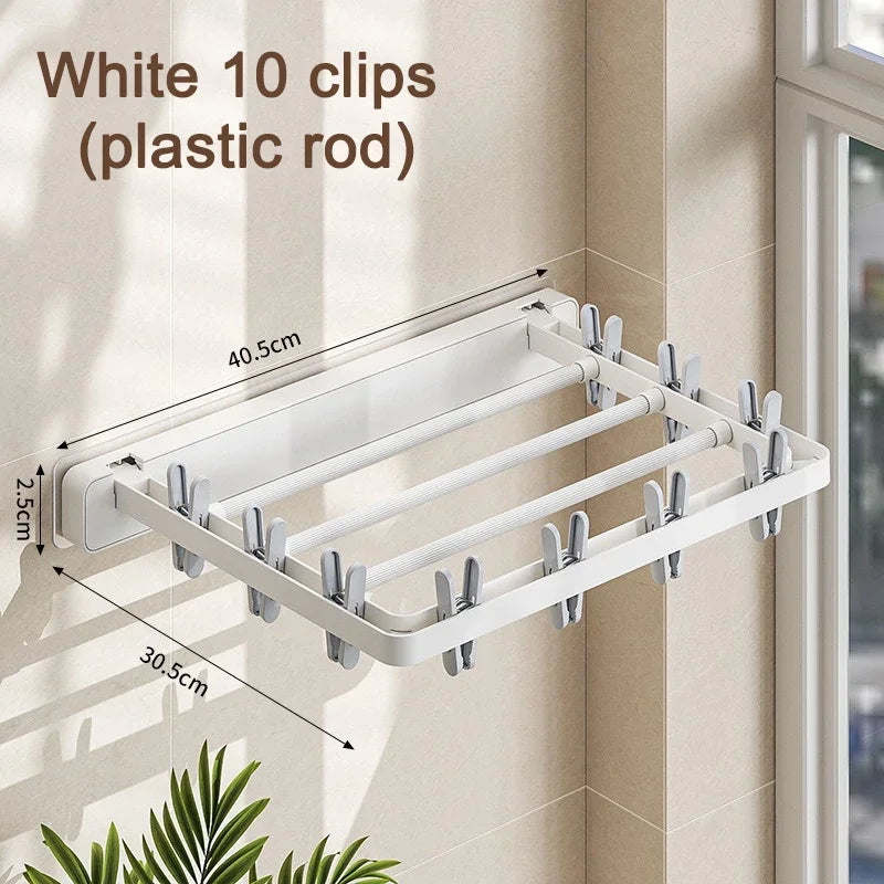 Space Saving Collapsible Clothes Drying Rack with Clamps - Luxicro