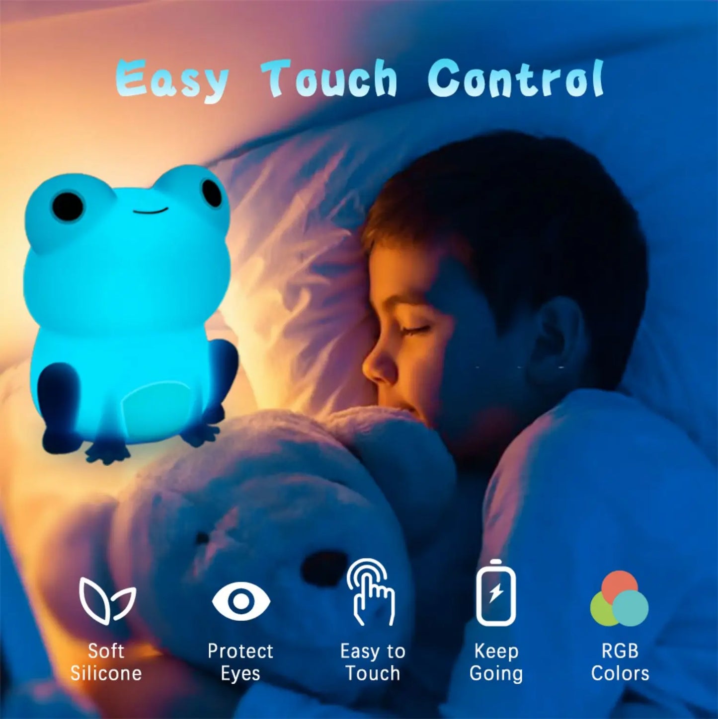 Fun Children's Frog Night Light with Timer and USB