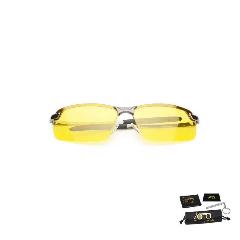 Anti Glare Night Vision Sunglasses Lightweight Metal Frame UV Protection