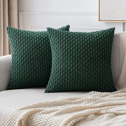 Soft Striped Velvet Decorative Pillow in Modern Rustic Style