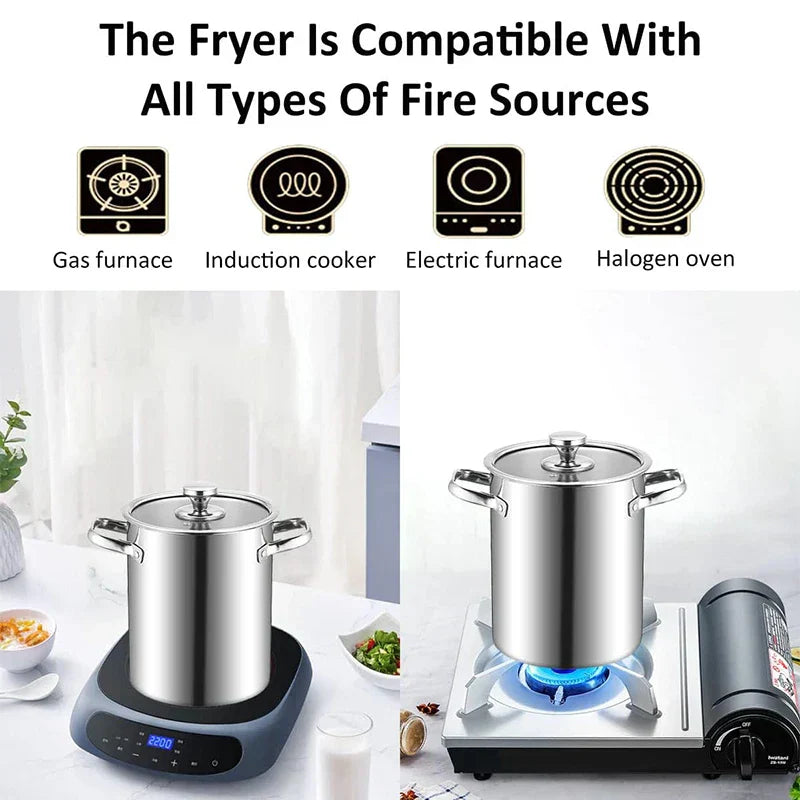 Large Non-Stick Fry Pan 3L with Lid and Strainer Set