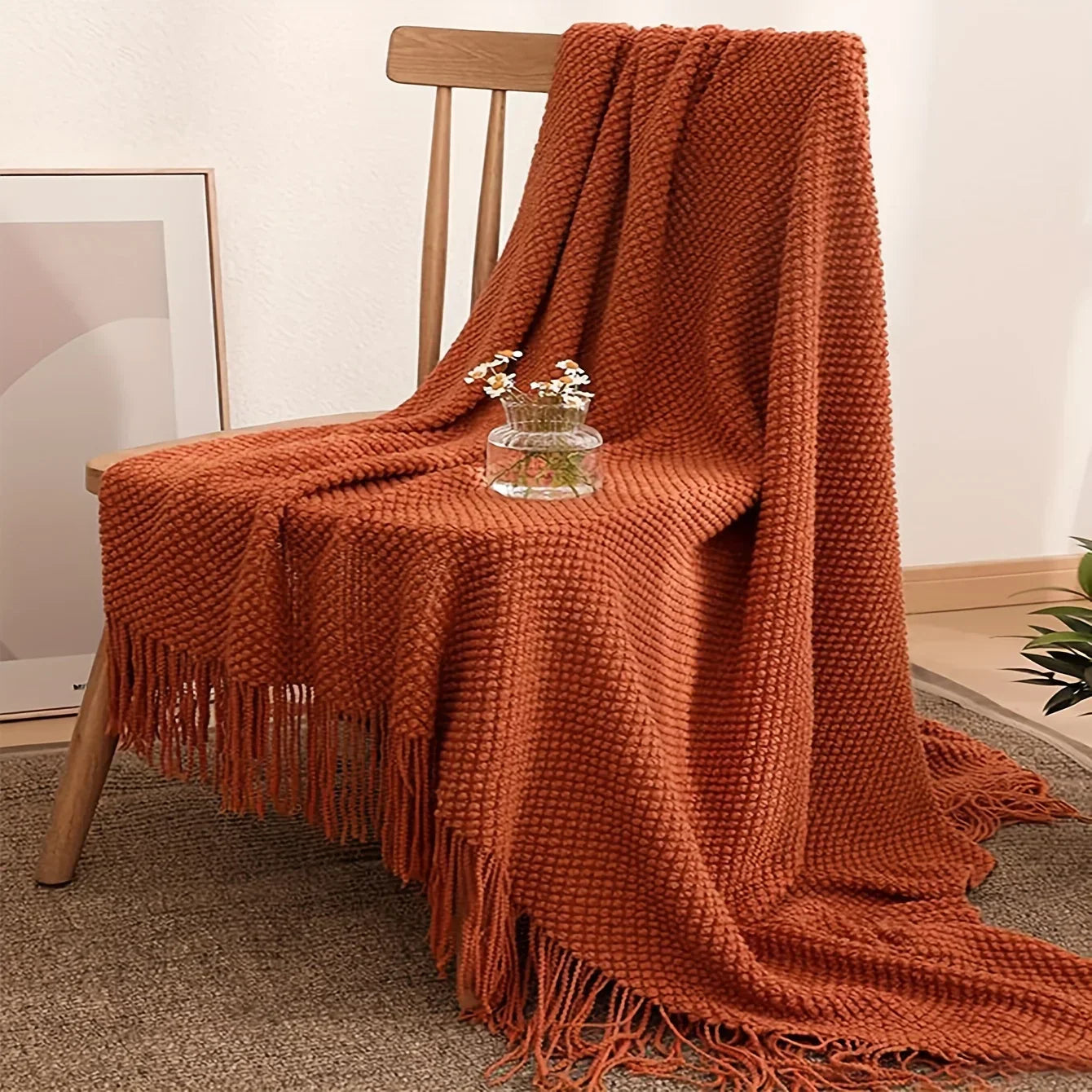 Cozy Lightweight Yellow Knit Blanket