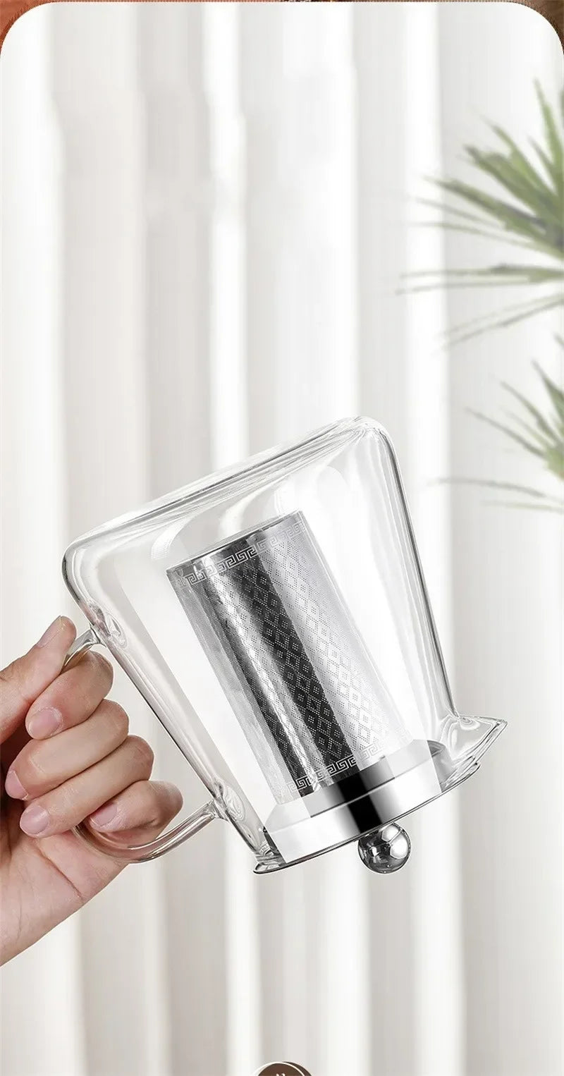 Big Thermal Glass Teapot with Metal Strainer