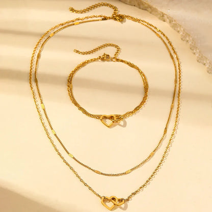 Dainty Love Chain Necklace and Bangle Set