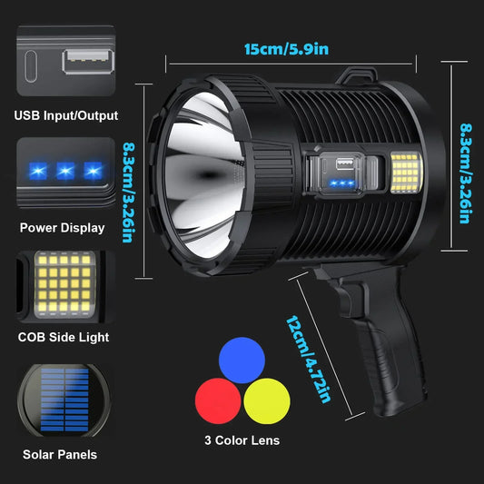 Bright LED Spotlight 900K Lumens Rechargeable Waterproof Lamp - Luxicro
