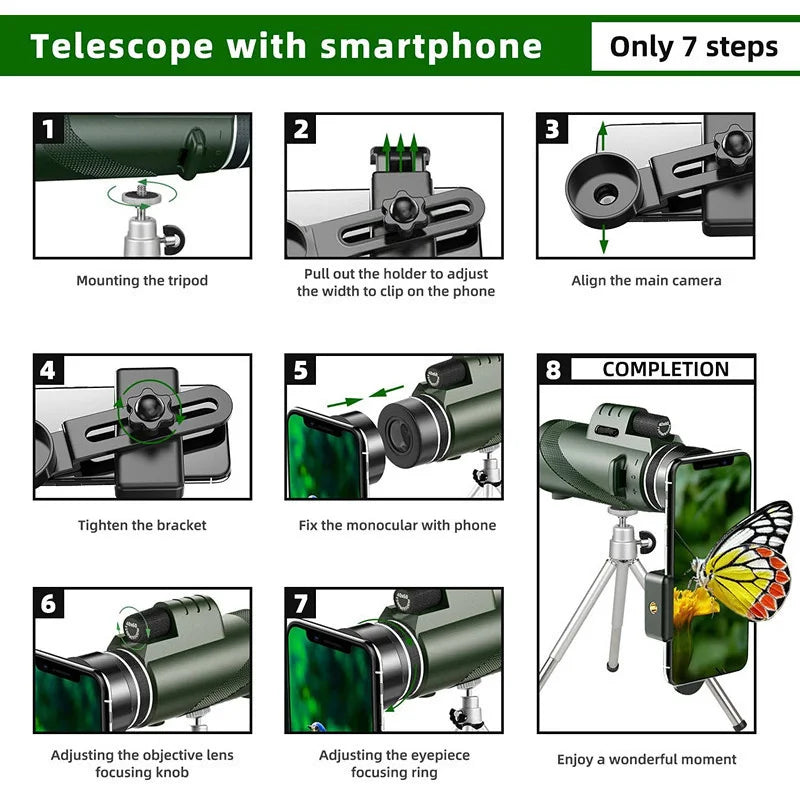 Portable High Power Zoom Telescope Scope