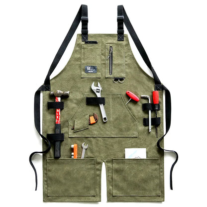 Heavy Duty Adjustable Crossback Work Apron with Pockets