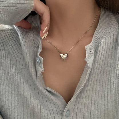 Trendy Heart Link Silver Chain Necklace