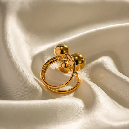Premium 18k Gold Triple Ball Statement Ring
