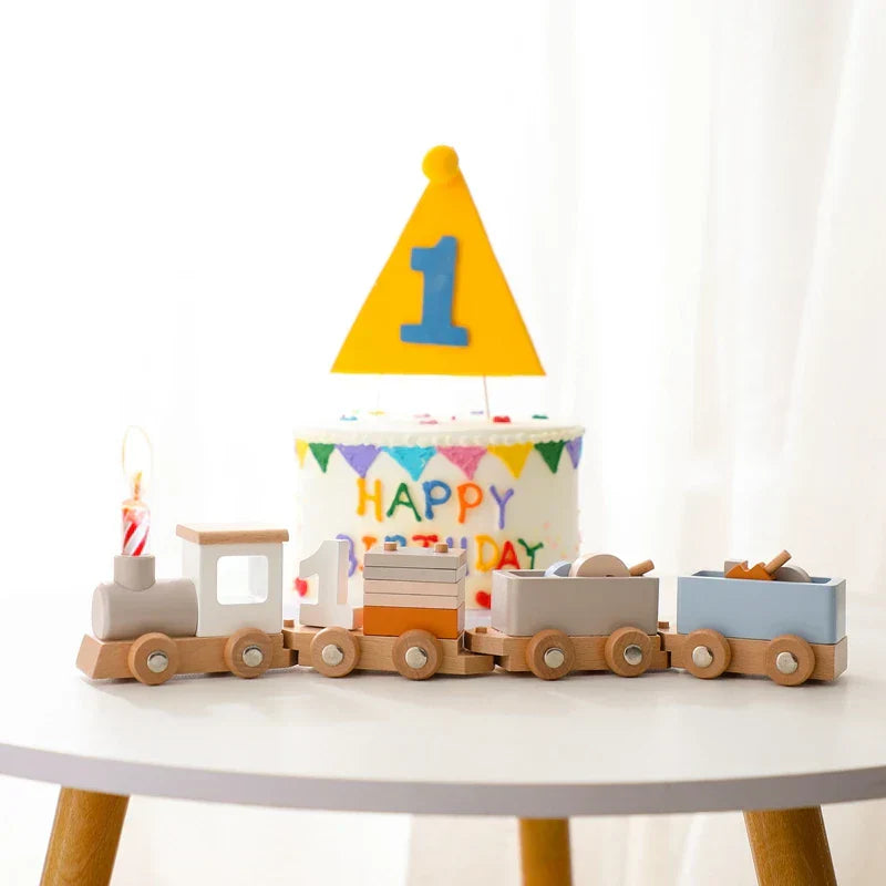 Fun Kids Wooden Birthday Train Decoration
