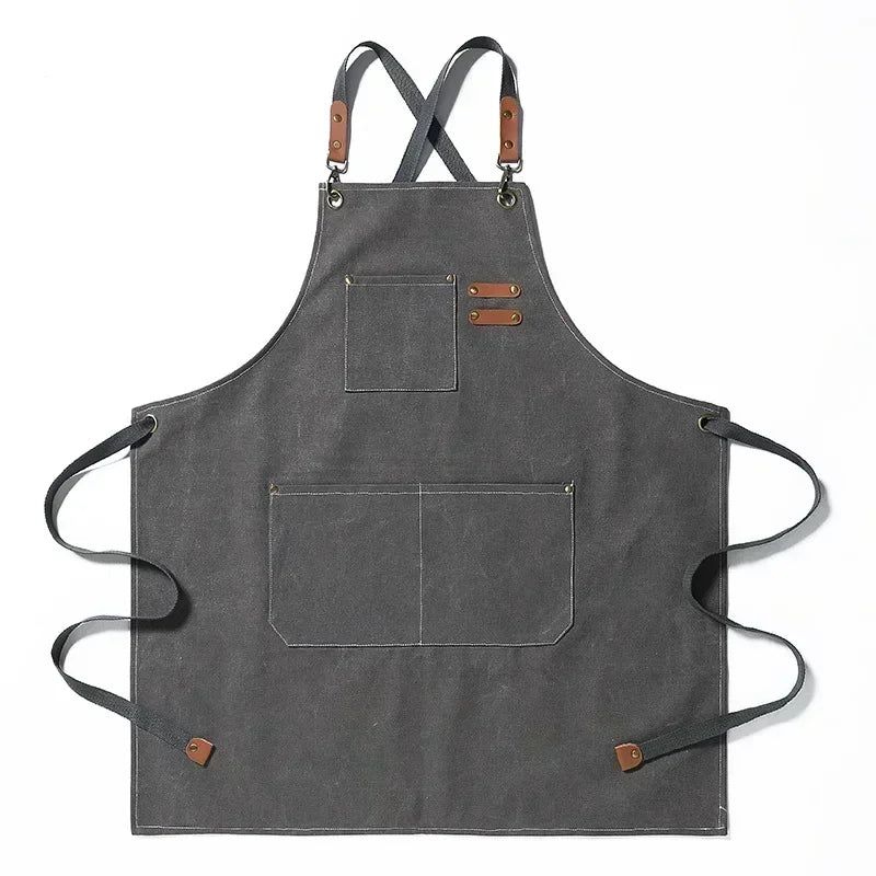 Durable Canvas Crossback Apron With Pockets For BBQ