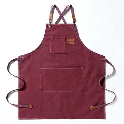 Durable Canvas Crossback Apron With Pockets For BBQ