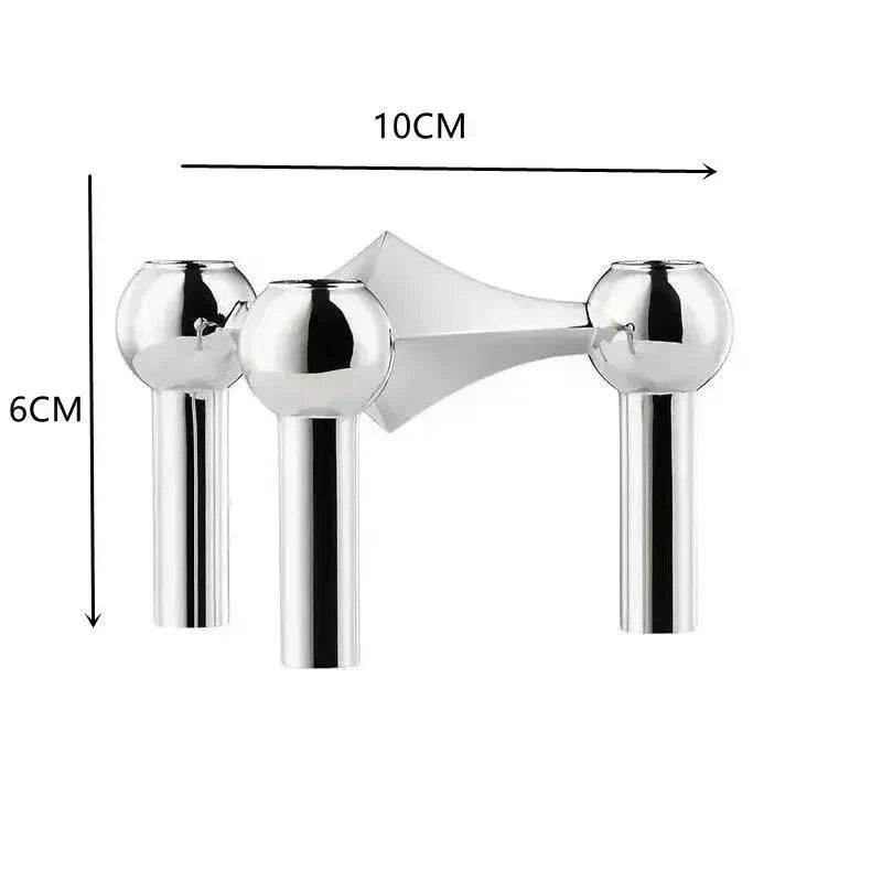 Sleek Metal Candle Holder - Contemporary Silver Stand