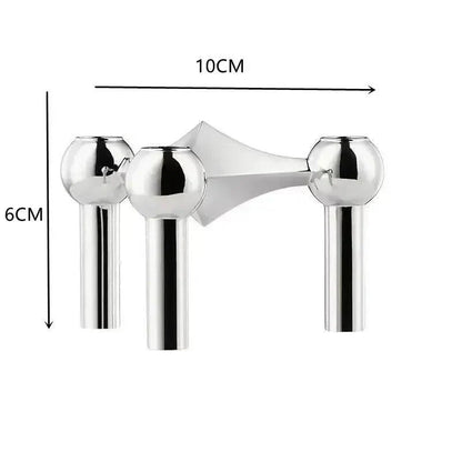 Sleek Metal Candle Holder - Contemporary Silver Stand