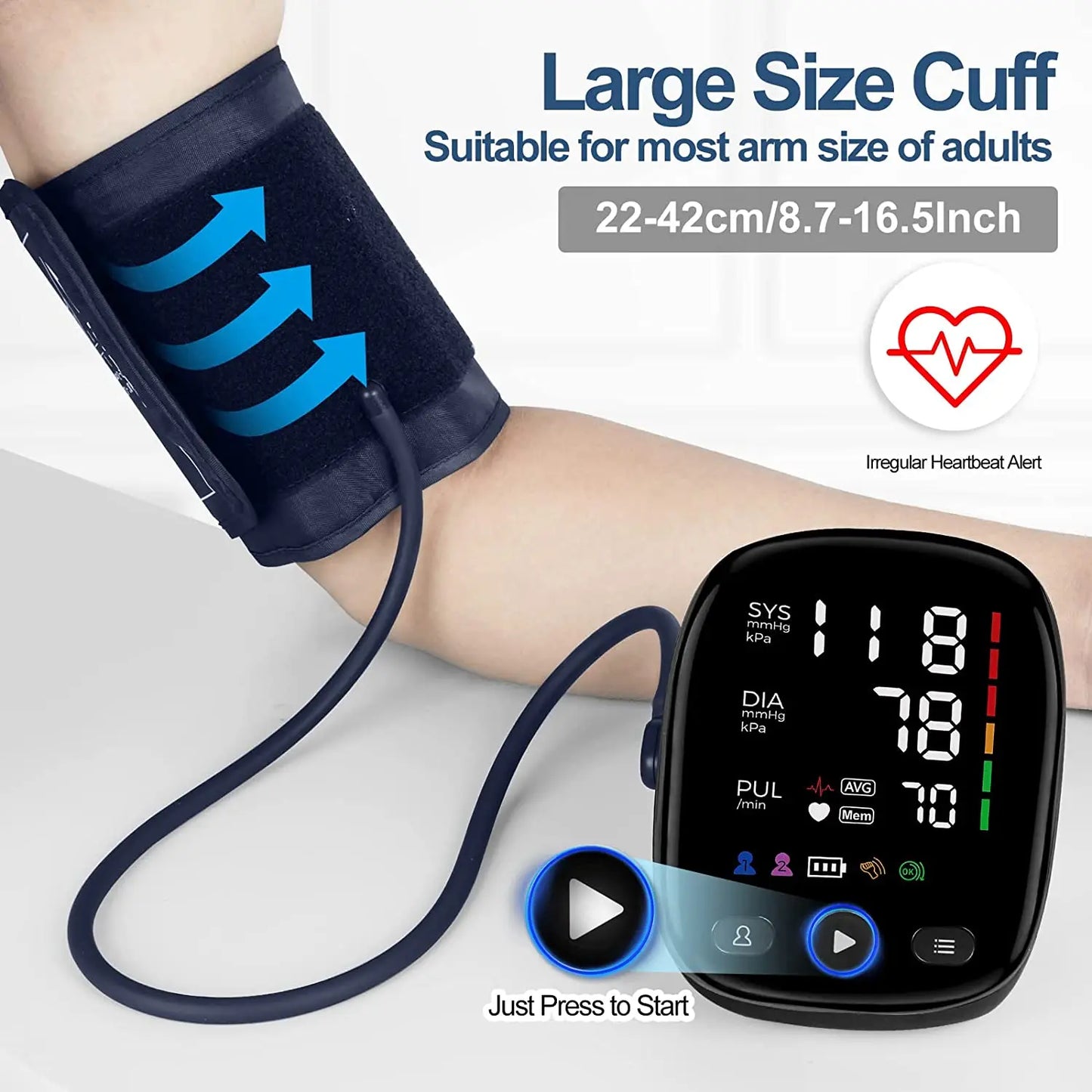 Accurate Home Blood Pressure Tracker with Easy Read Display