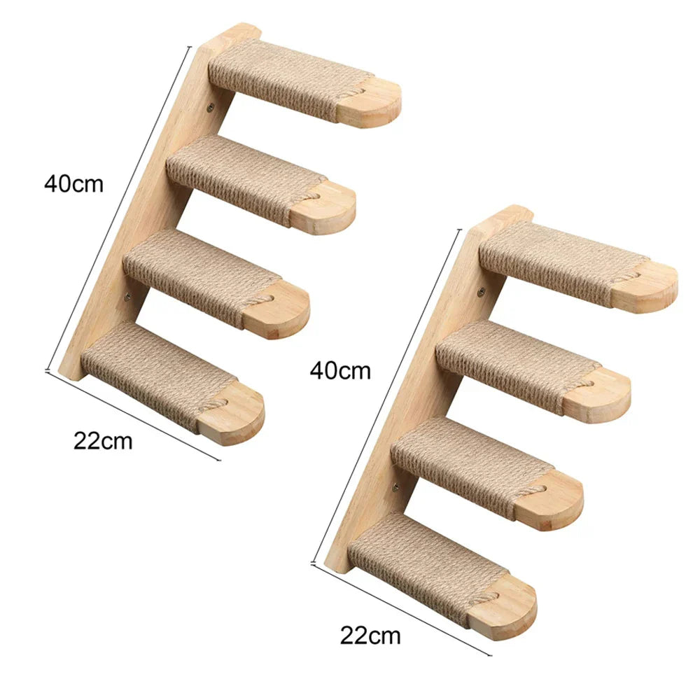 Compact Wall Mount Cat Tower Scratching Post Set