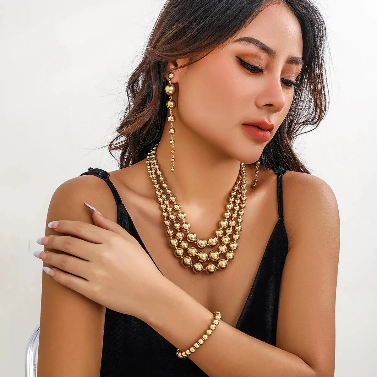 Fashionable 3pc Earring Necklace Bracelet Set