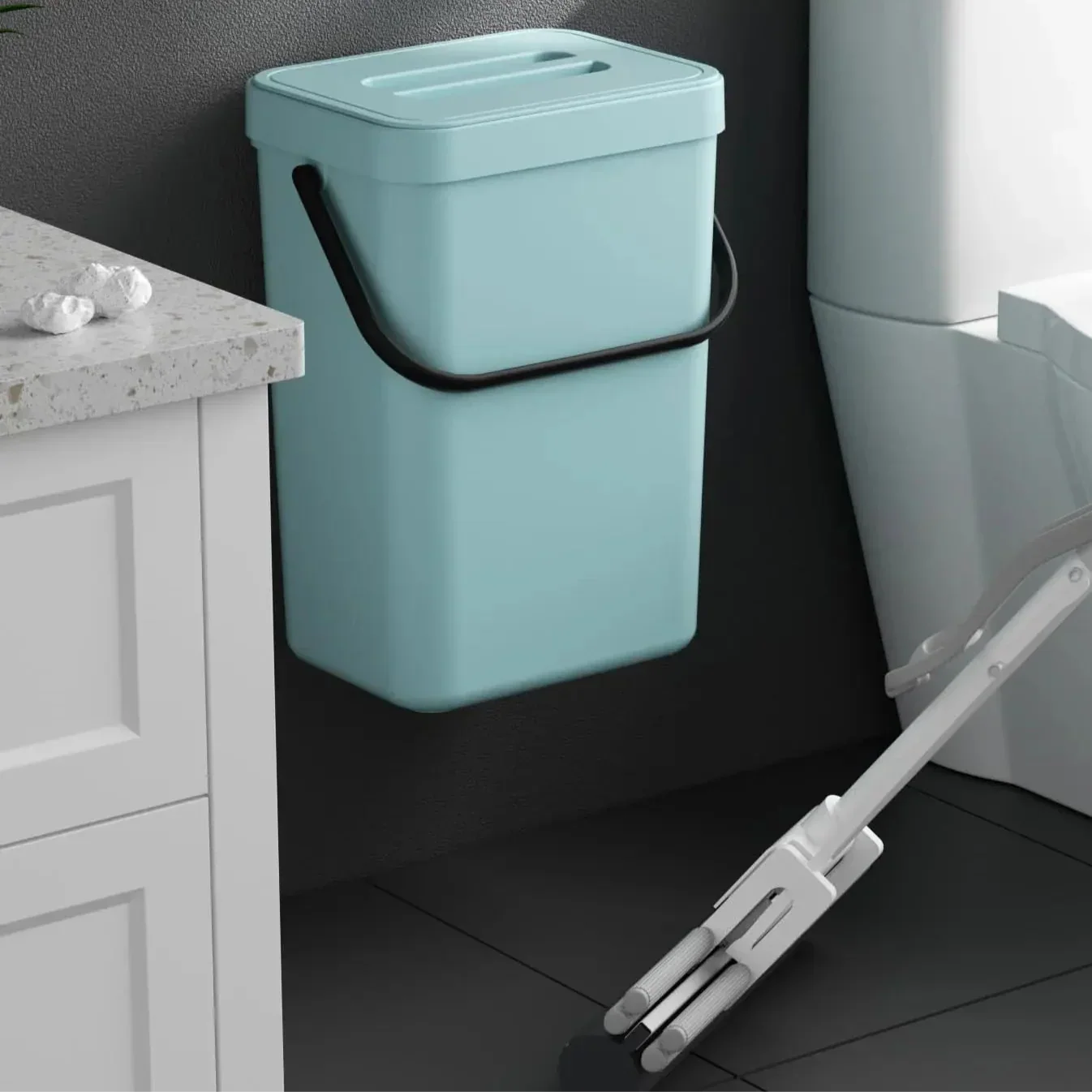 Compact Wall Mounted Mini Garbage Can with Cover