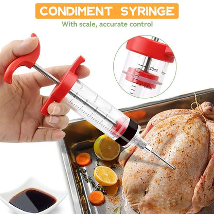 Fast BBQ Meat Syringe with Sharp Steel Needles